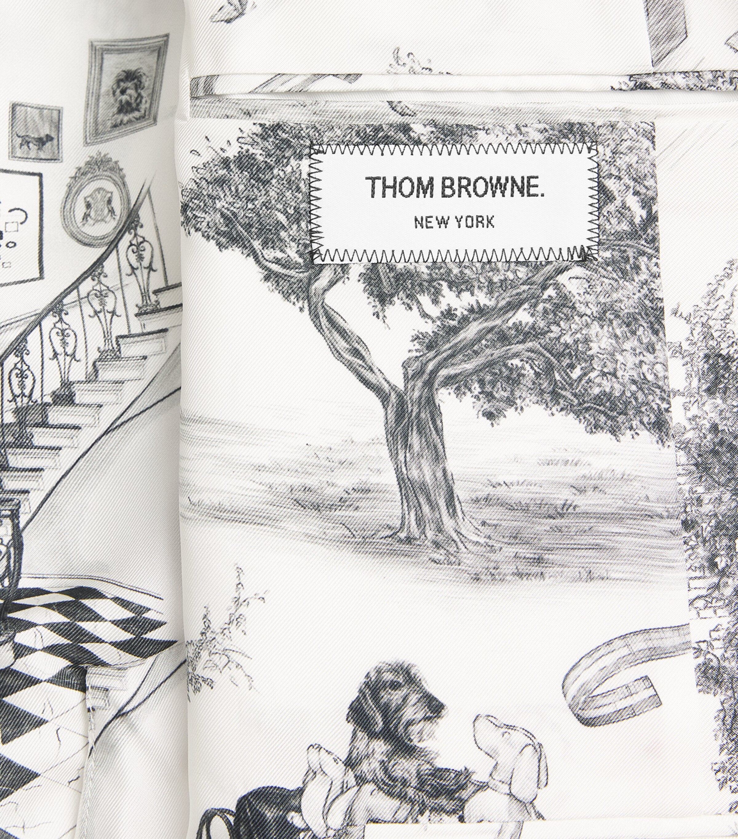 Thom Browne Womens Silk Twill Hector Toile Blazer Blk/wht Image 6