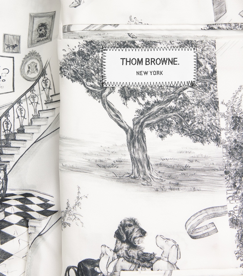 Thom Browne Womens Silk Twill Hector Toile Blazer Blk/wht Image 6