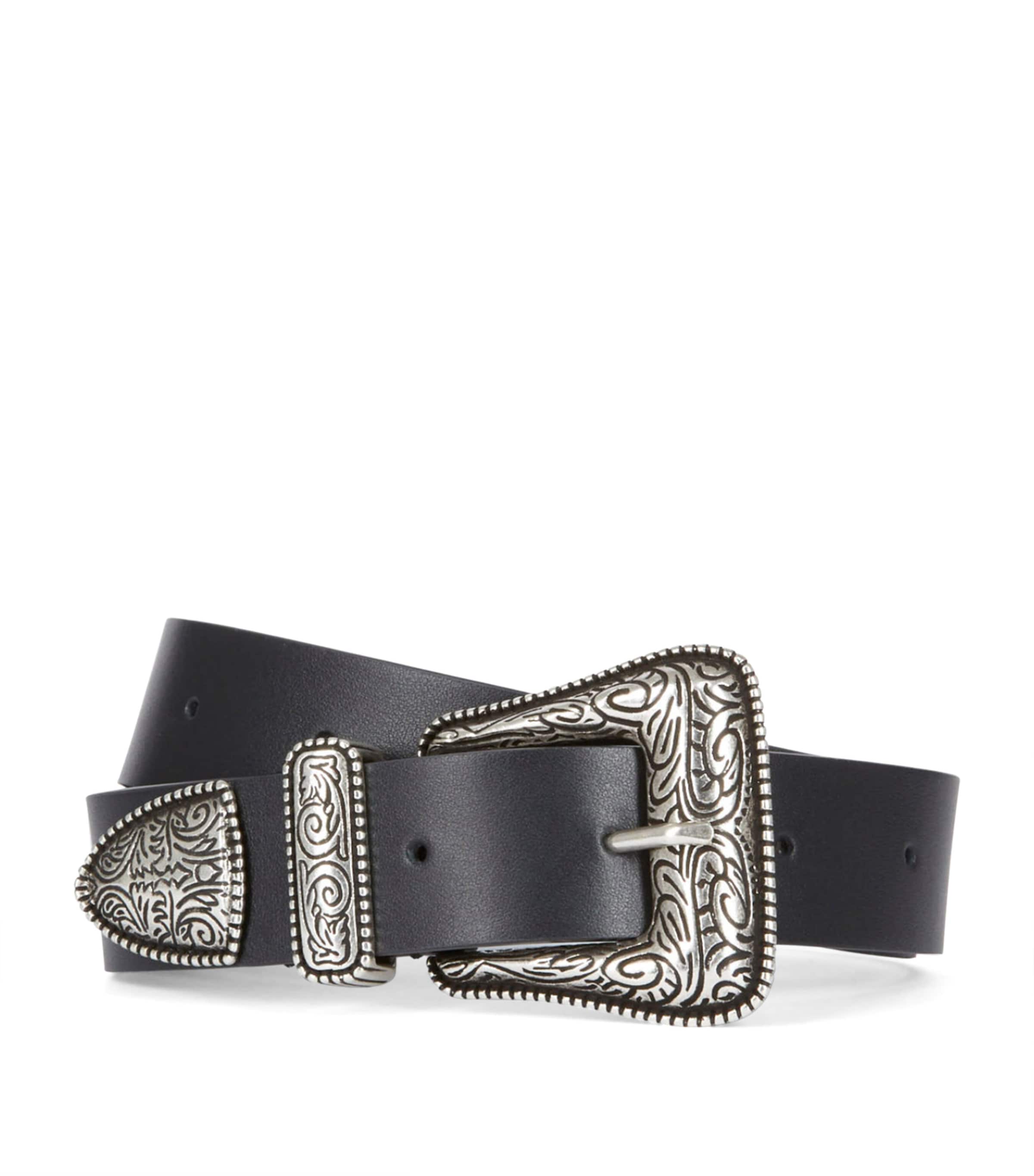 Shop The Kooples Leather Engraved-buckle Belt