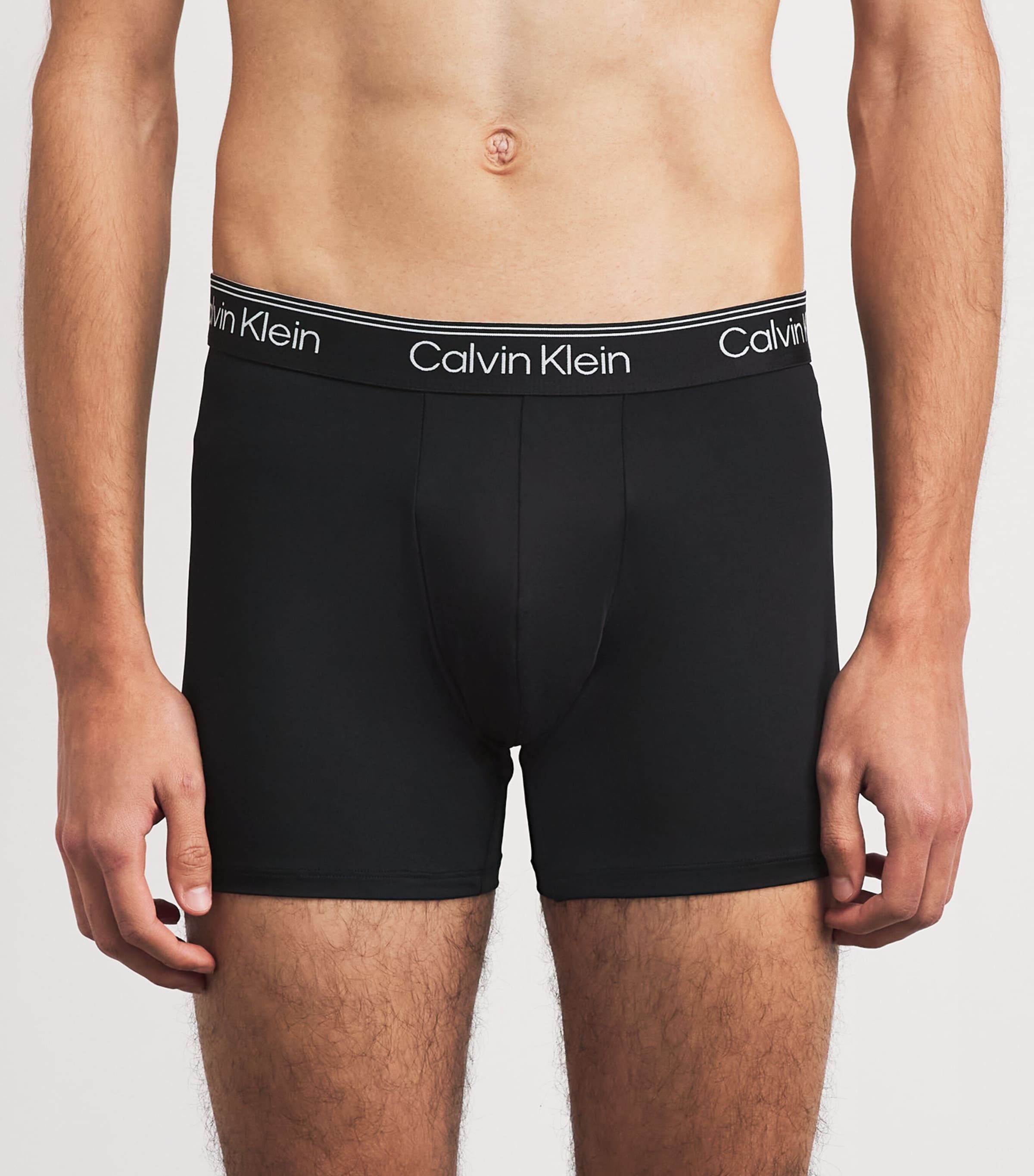 Calvin Klein Mens Microfiber-Stretch Boxer Briefs (Pack of 3) Black Image 2