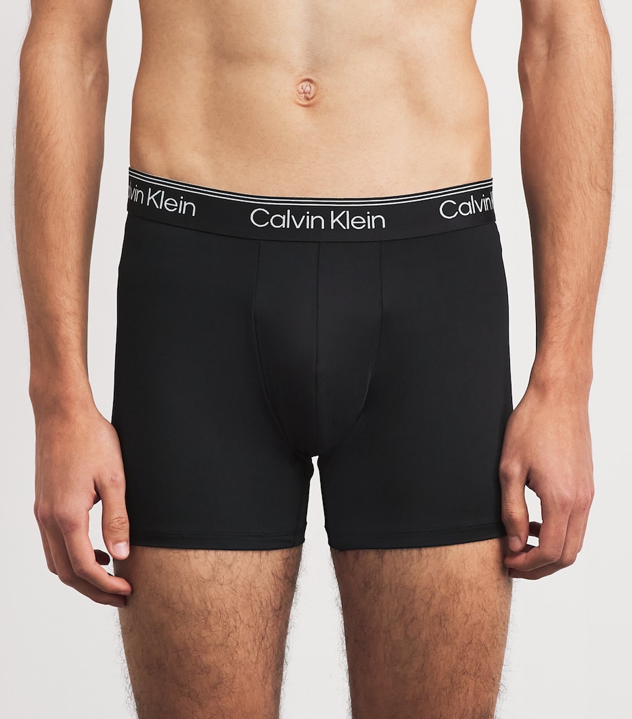 Calvin Klein Mens Microfiber-Stretch Boxer Briefs (Pack of 3) Black Image 2