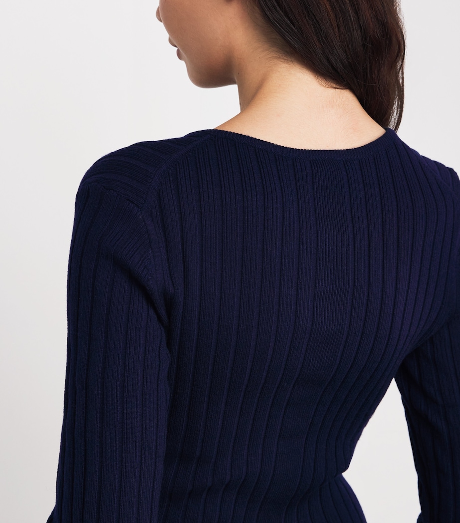 Ribbed Knitted Mini Dress NAVY Image 4