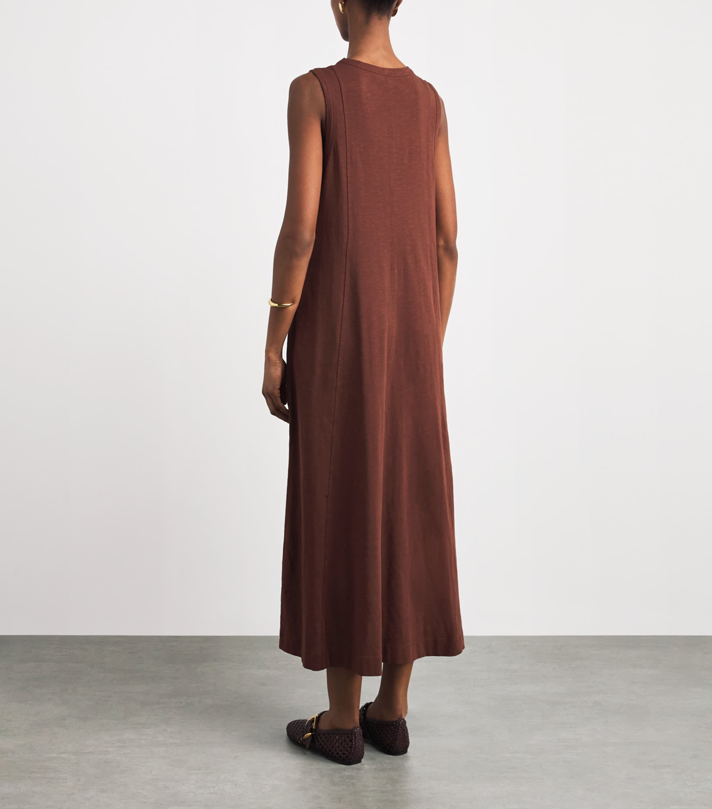 ME+EM Womens Organic Cotton Sleeveless Maxi Dress Cinnamon Brown Image 4
