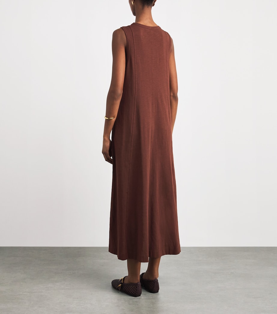 ME+EM Womens Organic Cotton Sleeveless Maxi Dress Cinnamon Brown Image 4