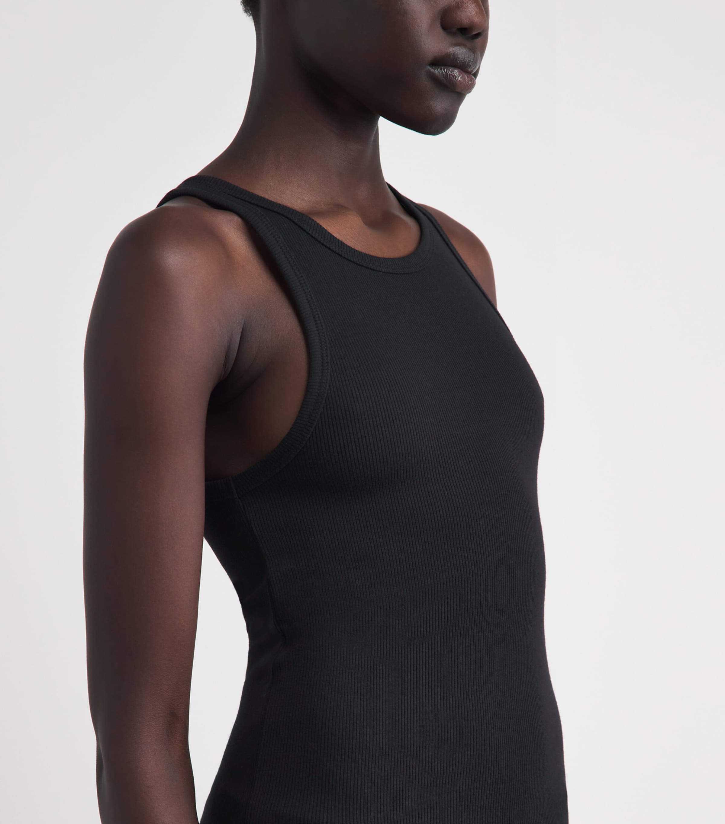 ÉTERNE Womens Ribbed Tank Top Black Image 3