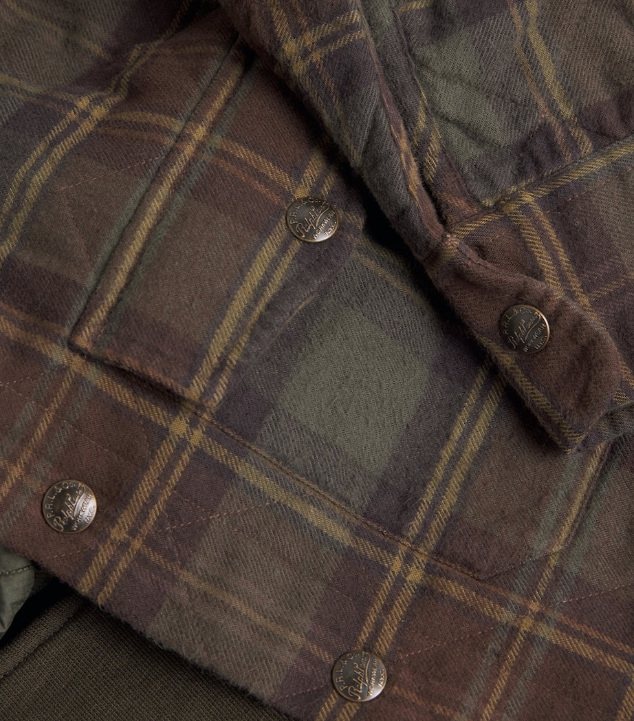 Cotton Check Overshirt GREEN Image 5
