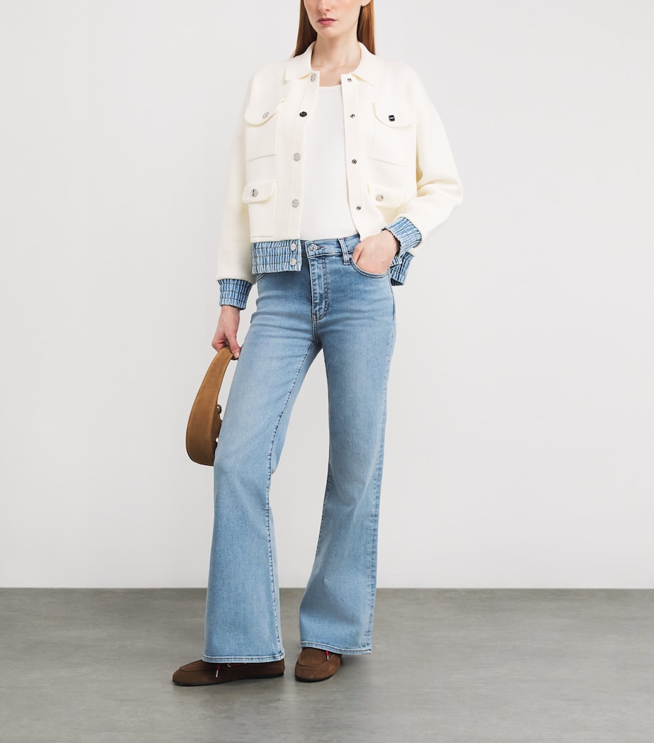 Bouclé Denim-Trim Cardigan ECRU Image 2