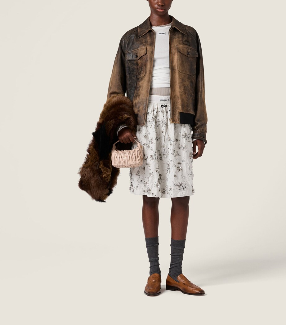 Miu Miu Womens Distressed Leather Jacket Image 2