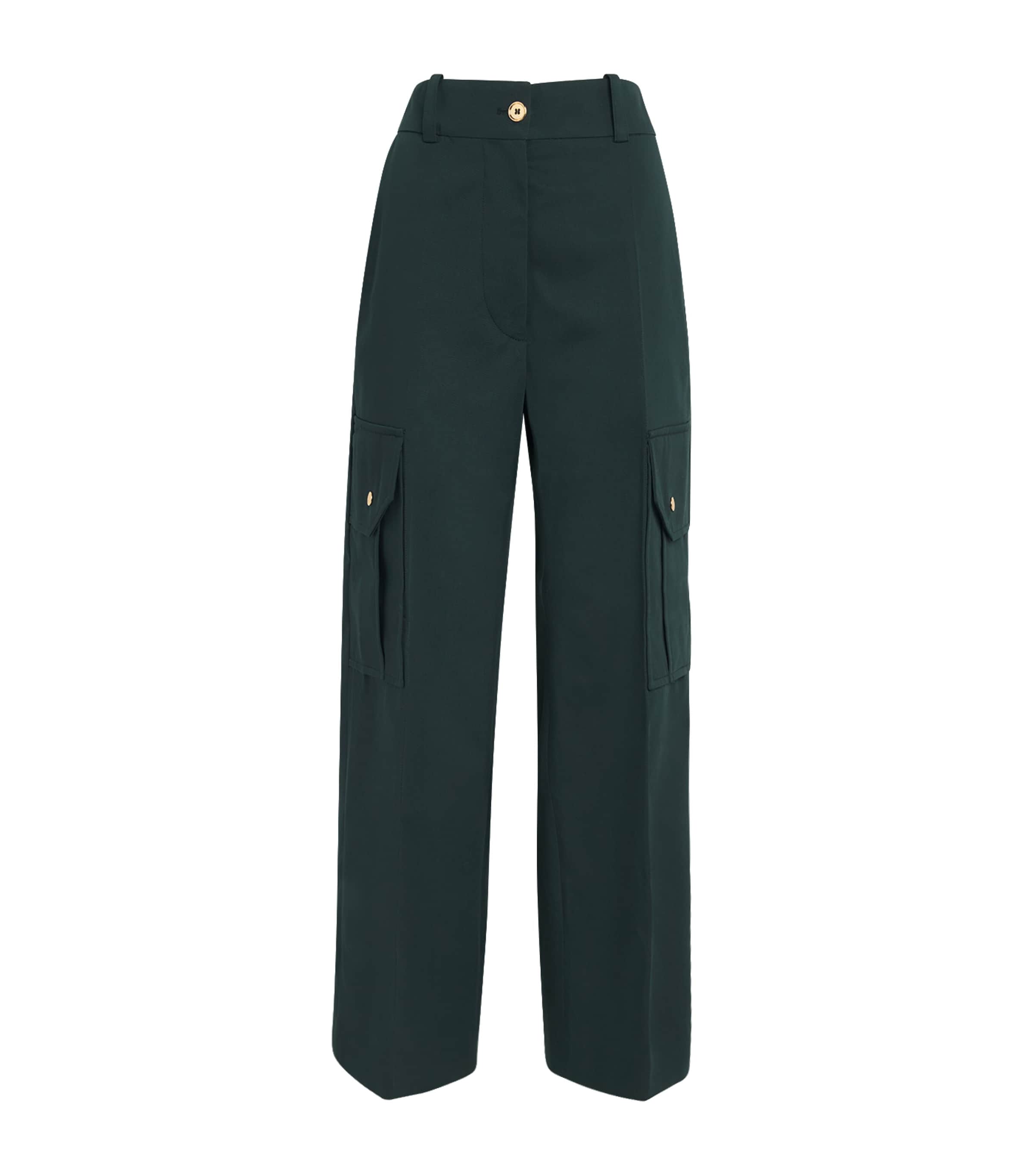 Patou Womens Flared Cargo Trousers Garden Green Image 1