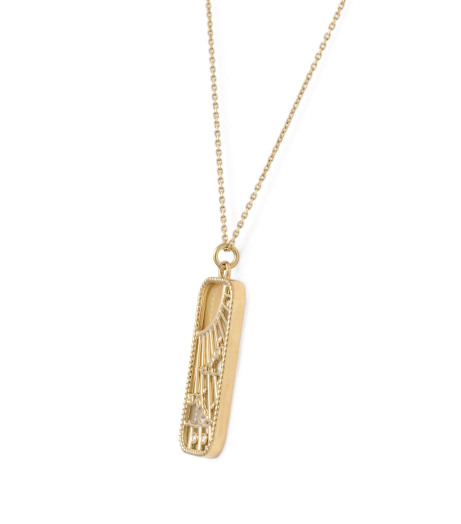Yellow Gold, Diamond and Mother-of-Pearl Elements of Love Air Pendant Necklace WHITE Image 5