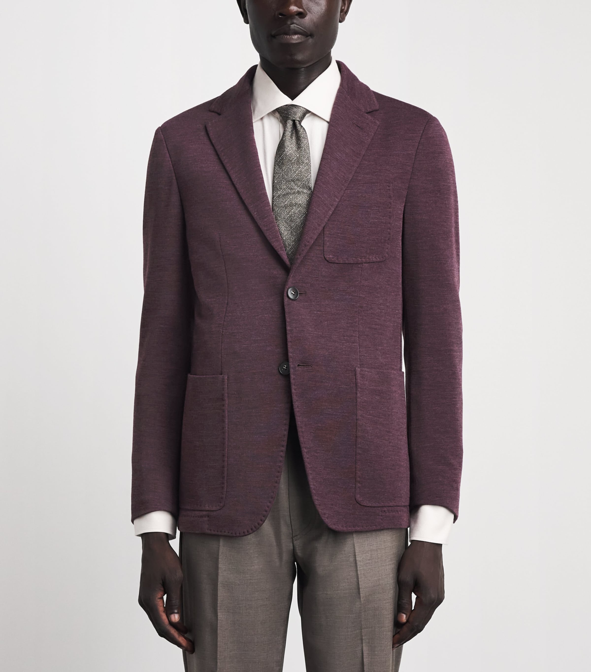 Canali Mens Wool Blazer Burgundy Image 4