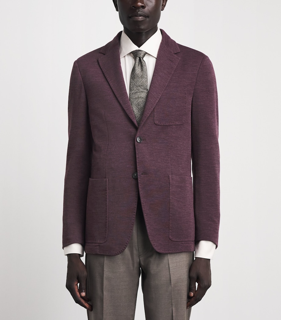 Canali Mens Wool Blazer Burgundy Image 4