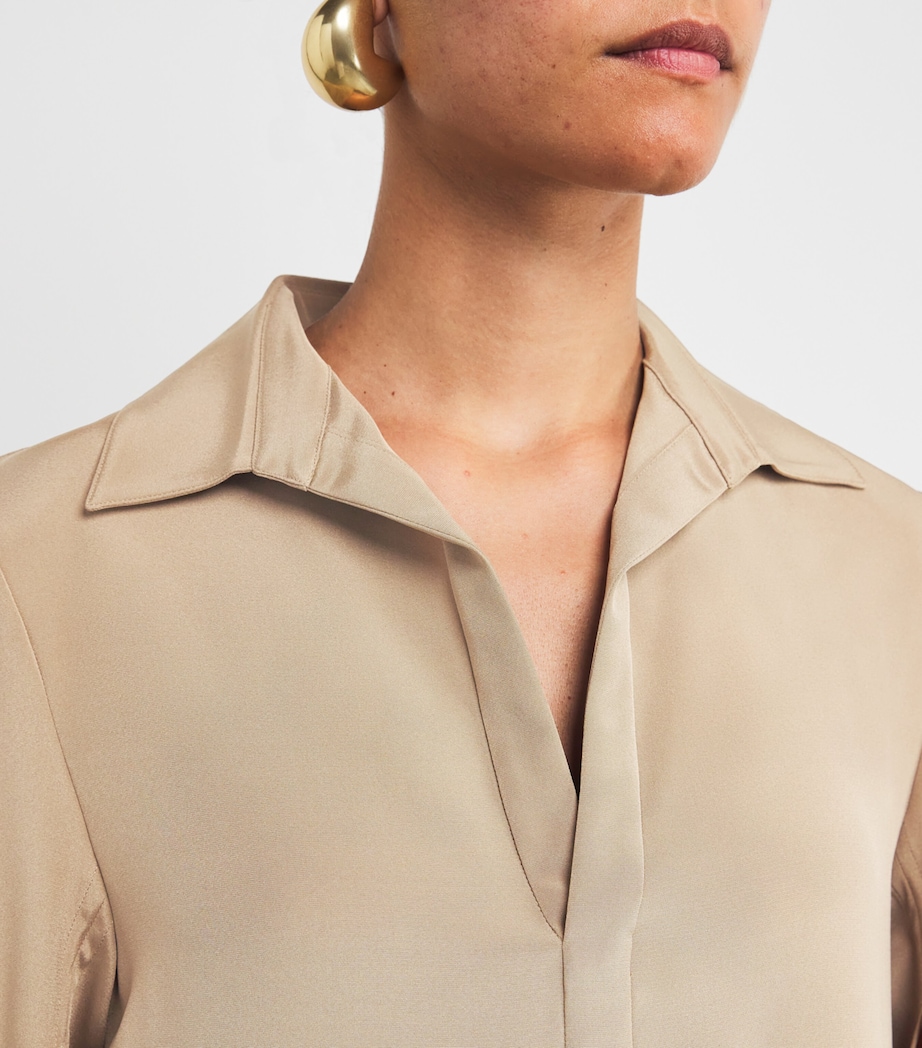 Silk Crêpe de Chine Ossola Shirt Dress HAZELNUT BROWN Image 6