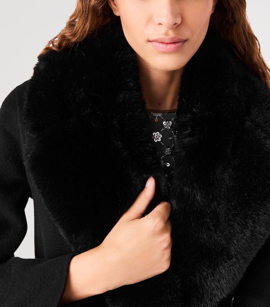 Maje Womens Wool-Blend Wrap Coat Black Image 8