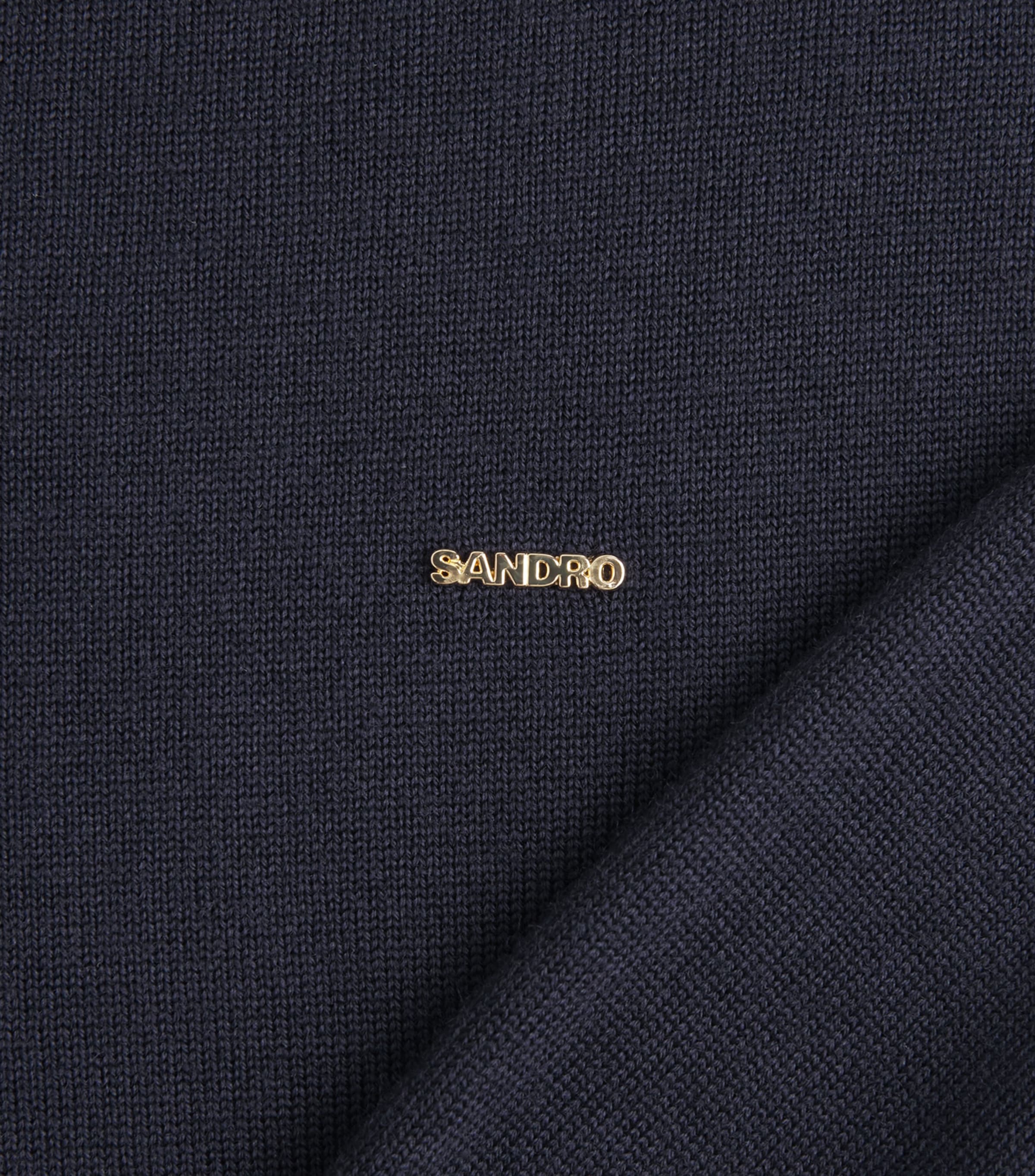 Sandro Paris Womens Wool-Blend Logo Sweater Navy Blue Image 6