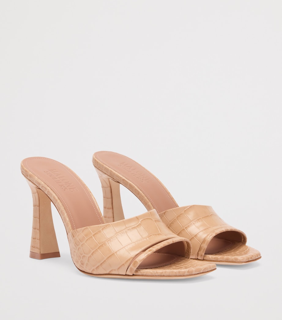 Croc-Embossed Leather Roxanne Heeled Sandals 90 BUFF Image 3