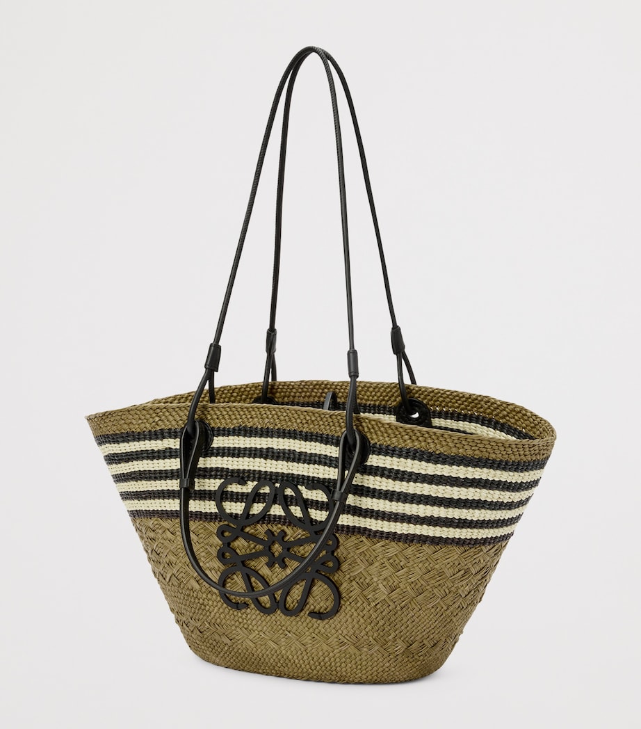 x Paula's Ibiza Medium Woven Anagram Basket Bag DARK KHAKI/BLACK Image 2