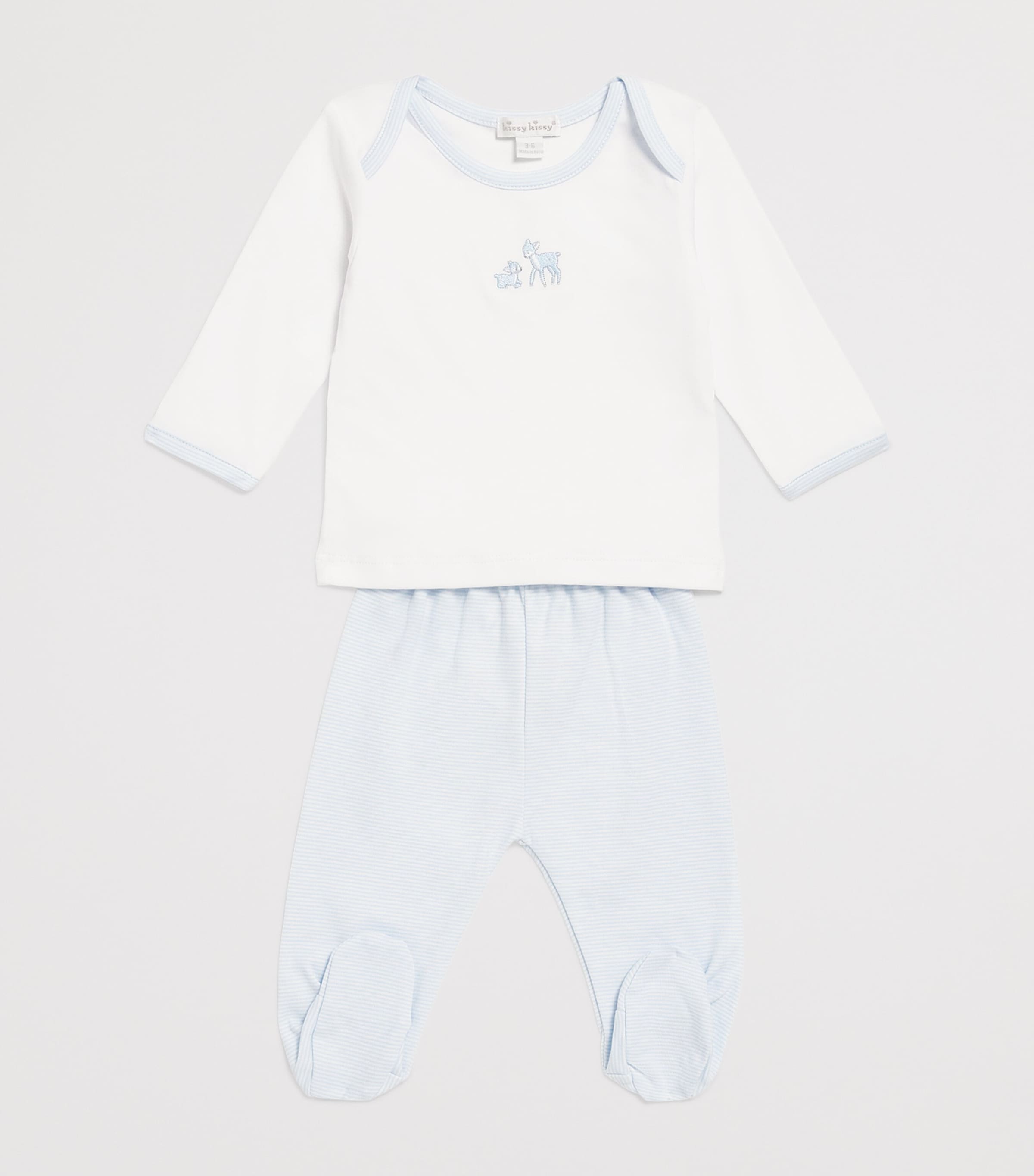 Pima Cotton Forest Fanfare Pyjama Set (0-6 Months) K191WHITE/LT BLUE Image 3