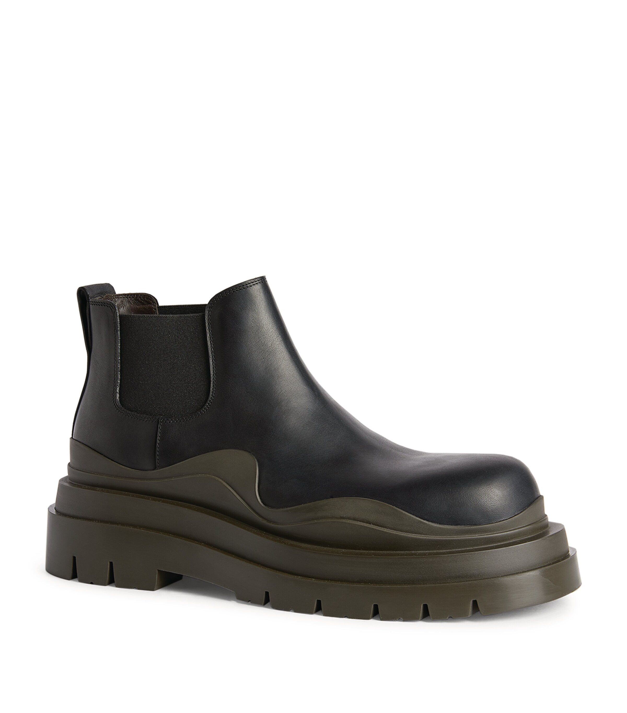Bottega Veneta Black Leather Tire Chelsea Boots | Harrods UK