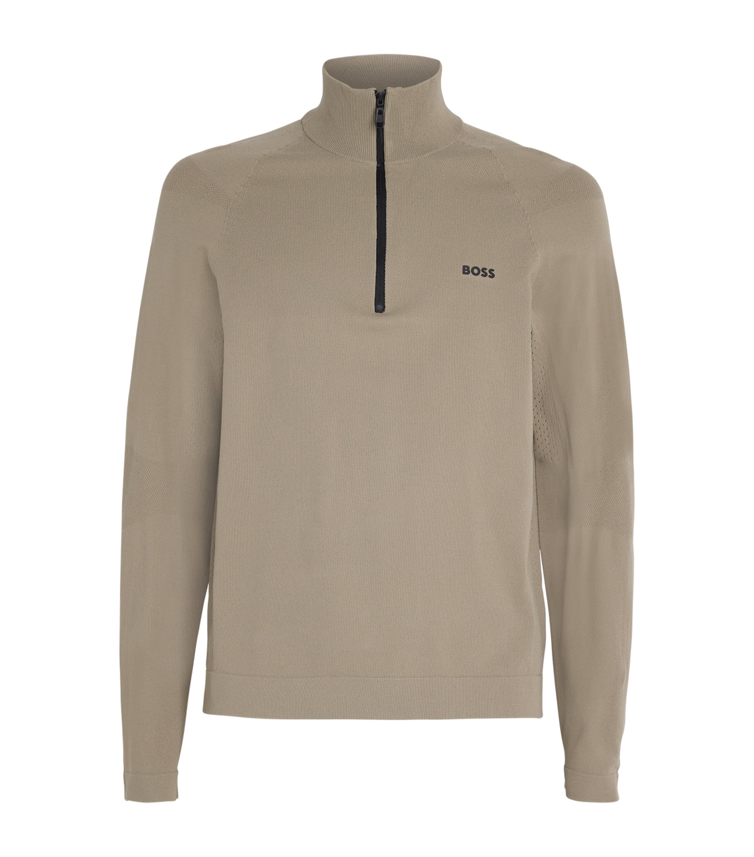 Hugo Boss Seamless Quarter-zip Sweater In Beige