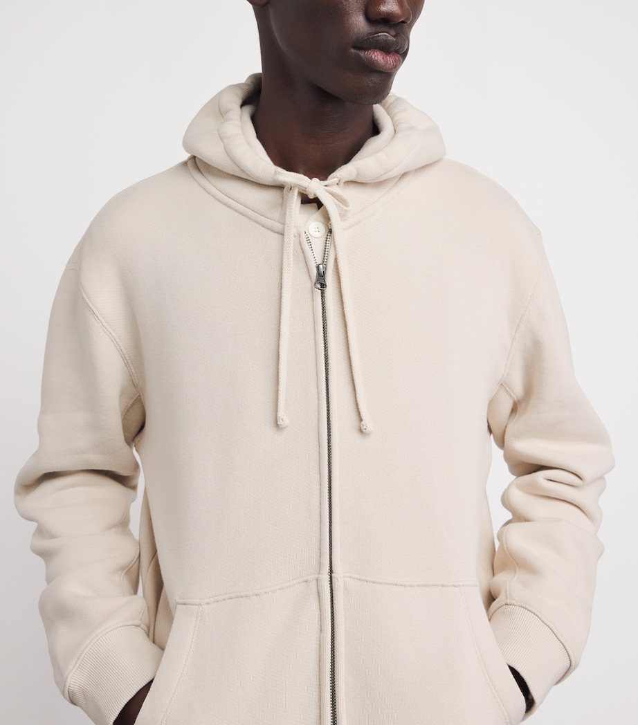 PAIGE Mens Avon Zip-Up Hoodie Washed Vanilla Bean Image 3
