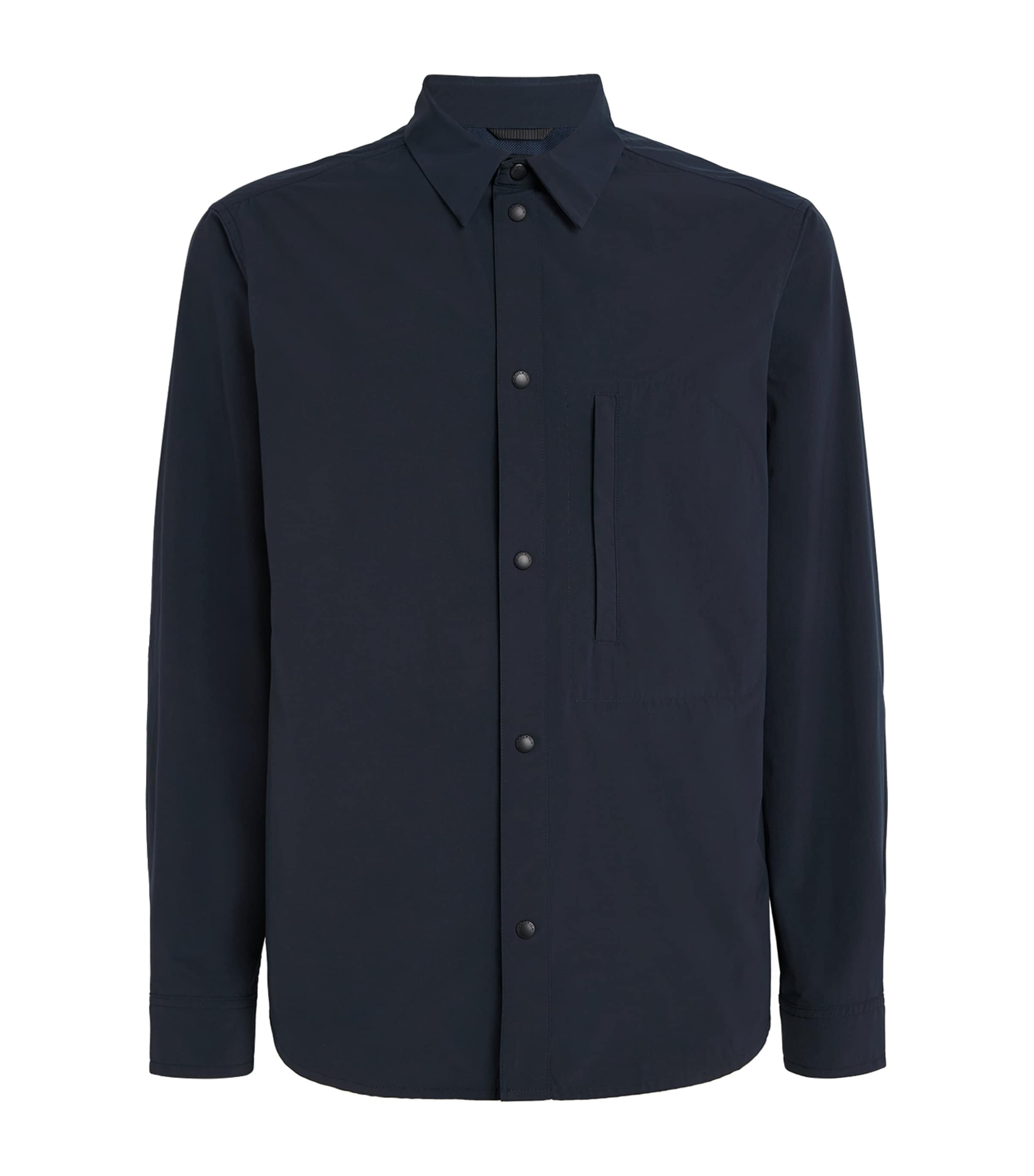 Woolrich Overshirt With Chest And Front Zip Pockets In Blue