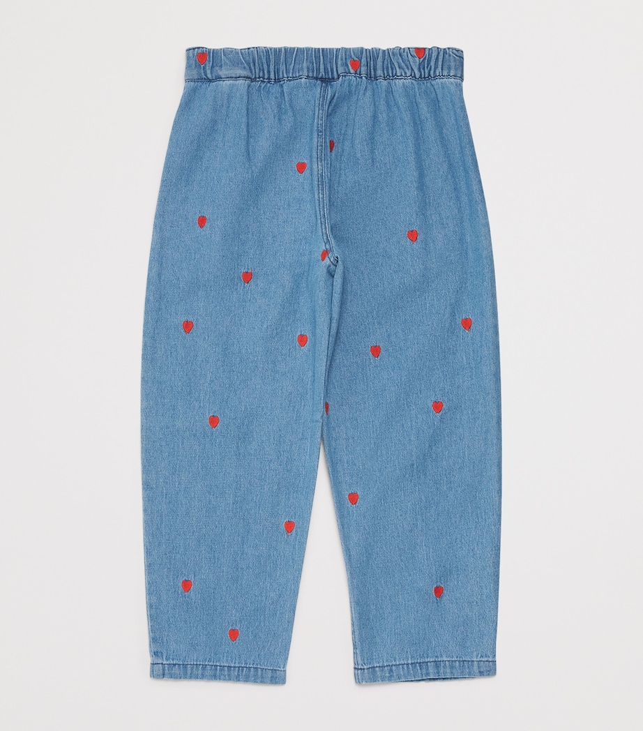 Mini Rodini Organic Cotton Embroidered Heart Jeans (3-11 Years) Blue Image 2