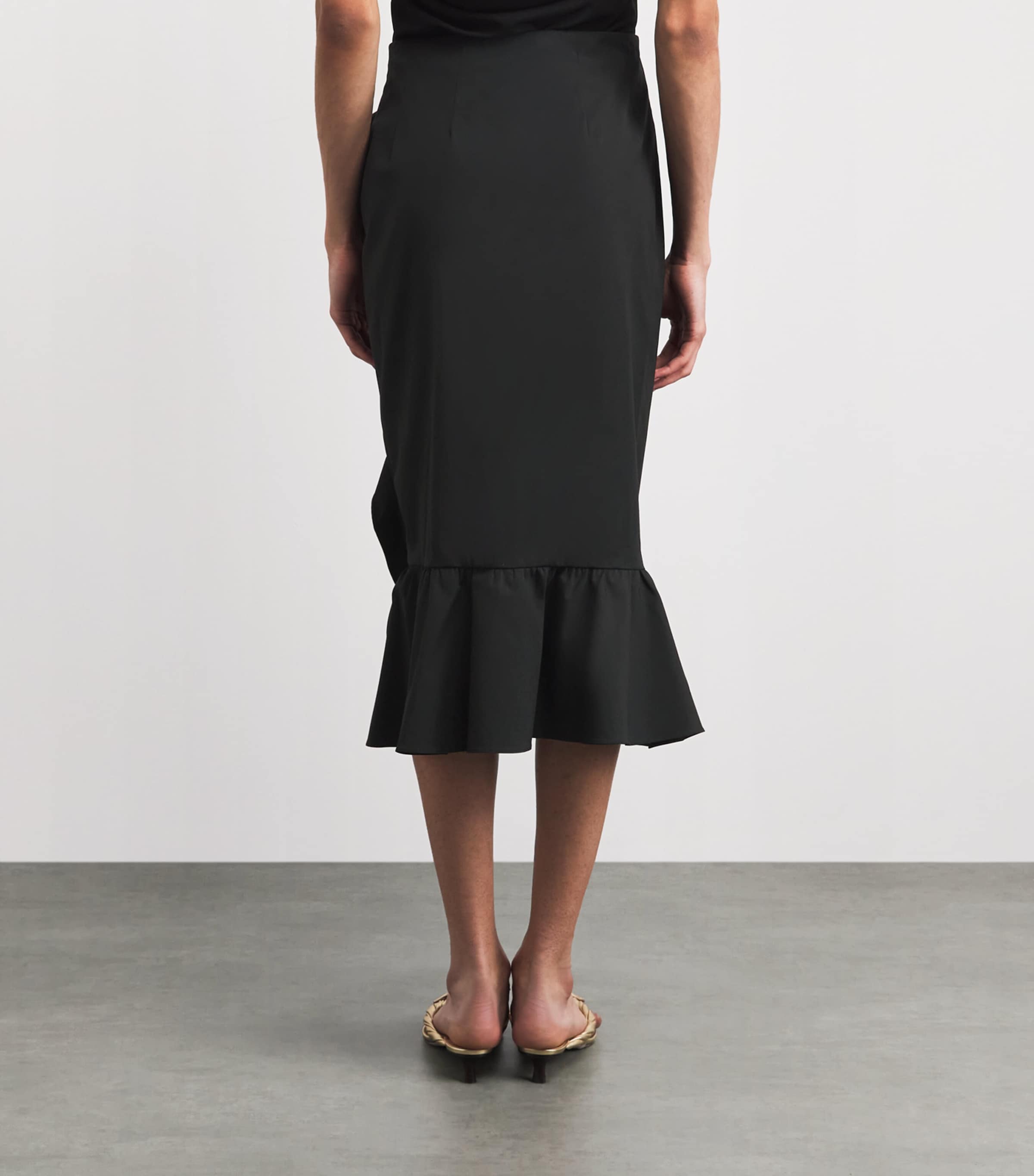 Carolina Herrera Womens Cotton-Blend Ruffle Midi Skirt Black Image 5