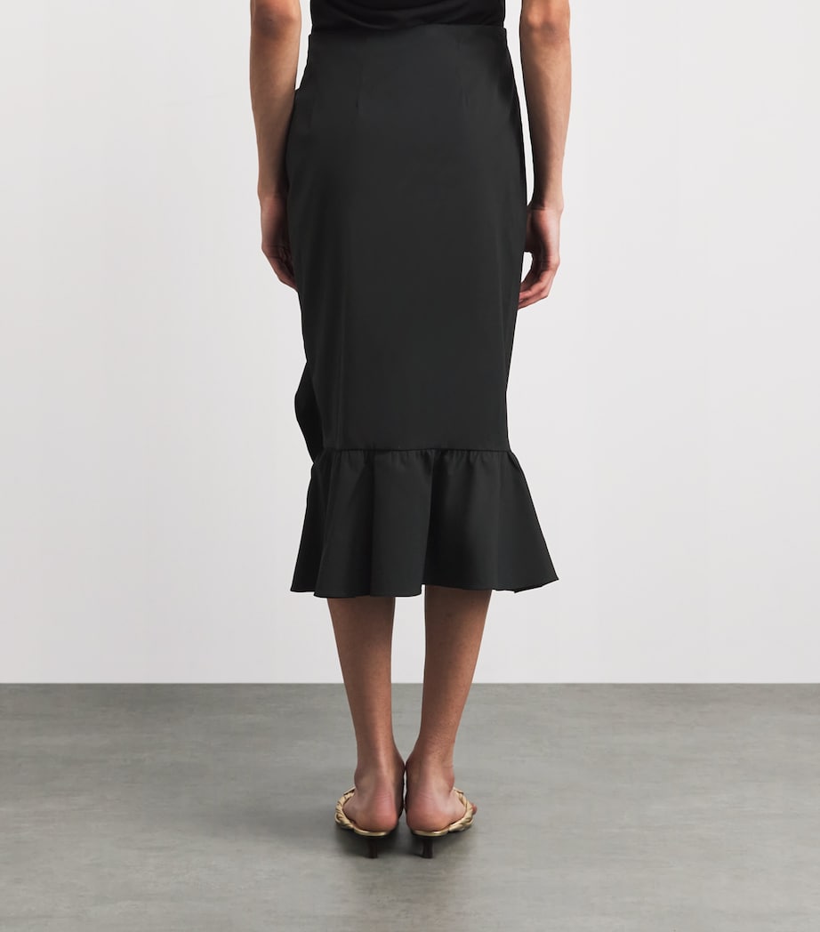 Carolina Herrera Womens Cotton-Blend Ruffle Midi Skirt Black Image 5