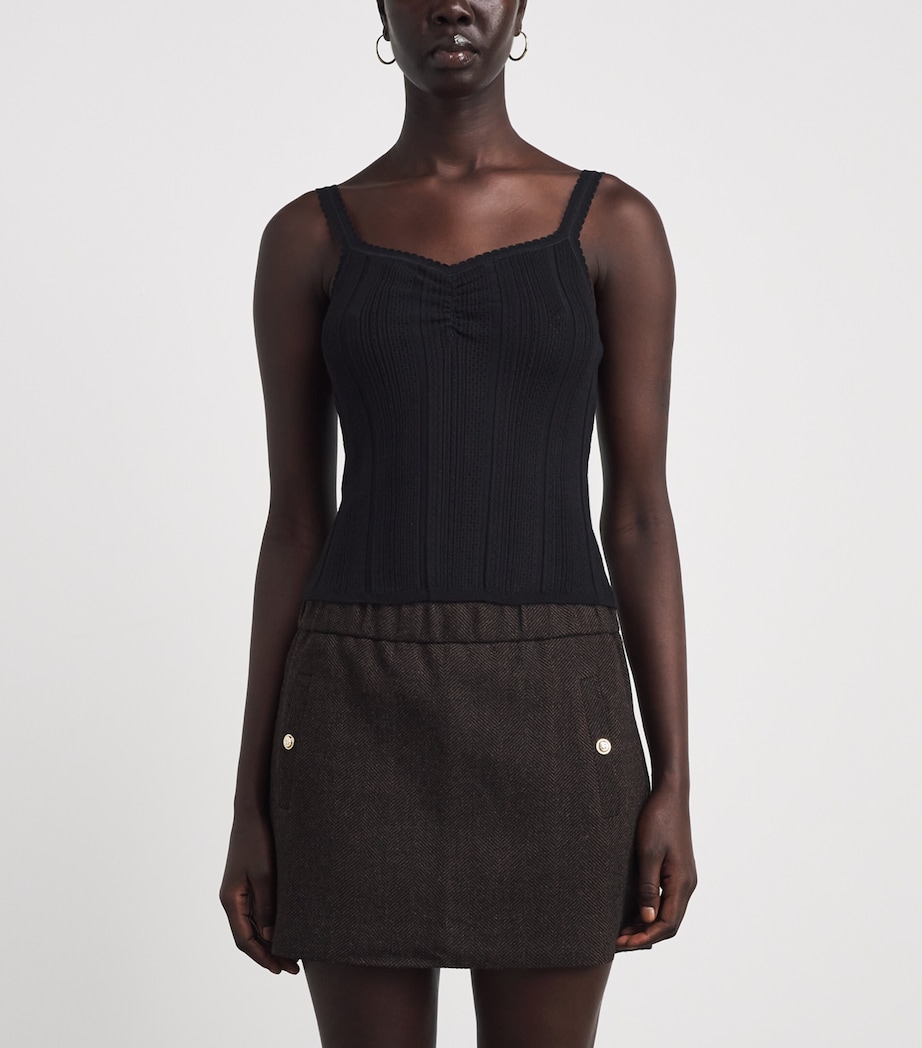 Maje Womens Knit Pointelle Tank and Cardigan Set Black Image 6