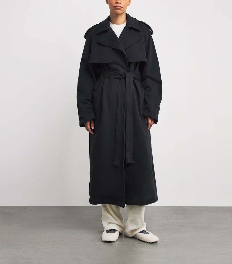 Skims Womens Cotton Fleece Boyfriend Trench Coat Onyx Image 3