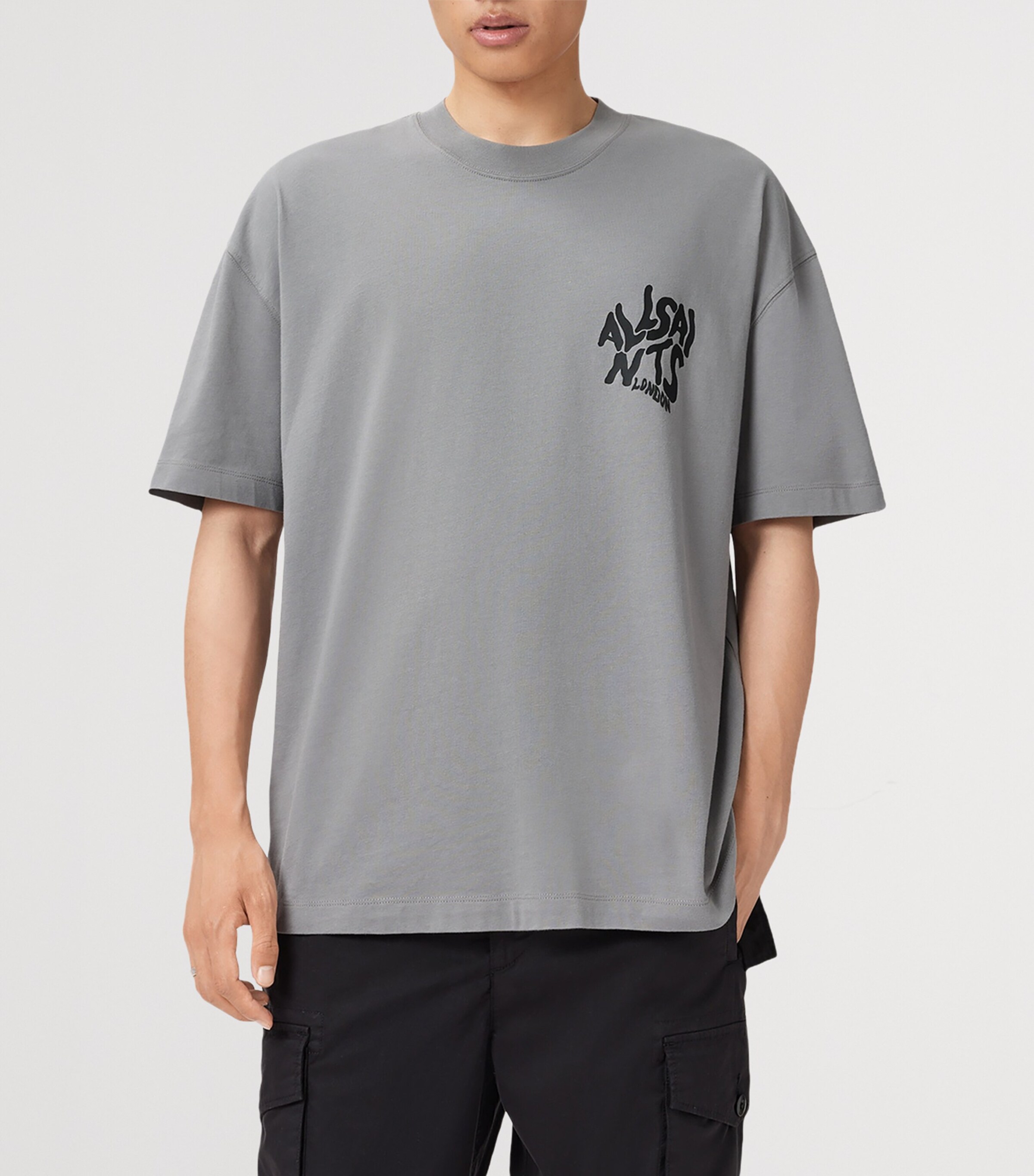 AllSaints Mens Organic Cotton Orlando T-Shirt March Grey Image 6