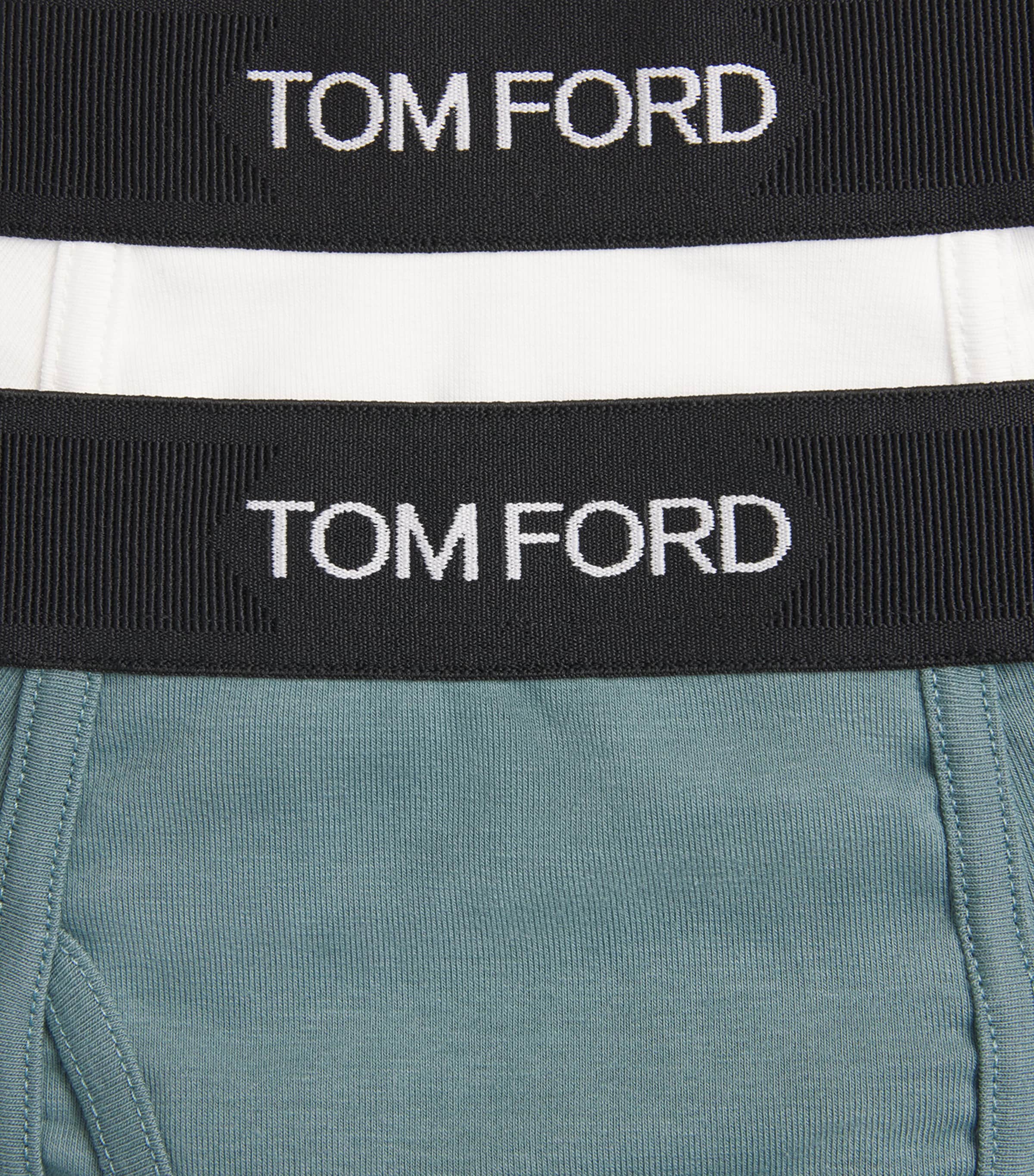 TOM FORD Mens Stretch-Cotton Boxer Briefs (Pack of 2) White / Teal Image 5