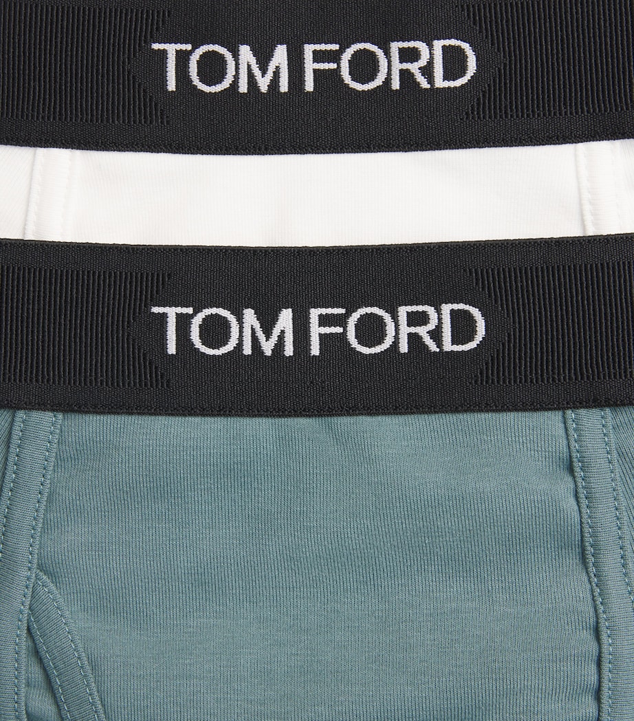 TOM FORD Mens Stretch-Cotton Boxer Briefs (Pack of 2) White / Teal Image 5