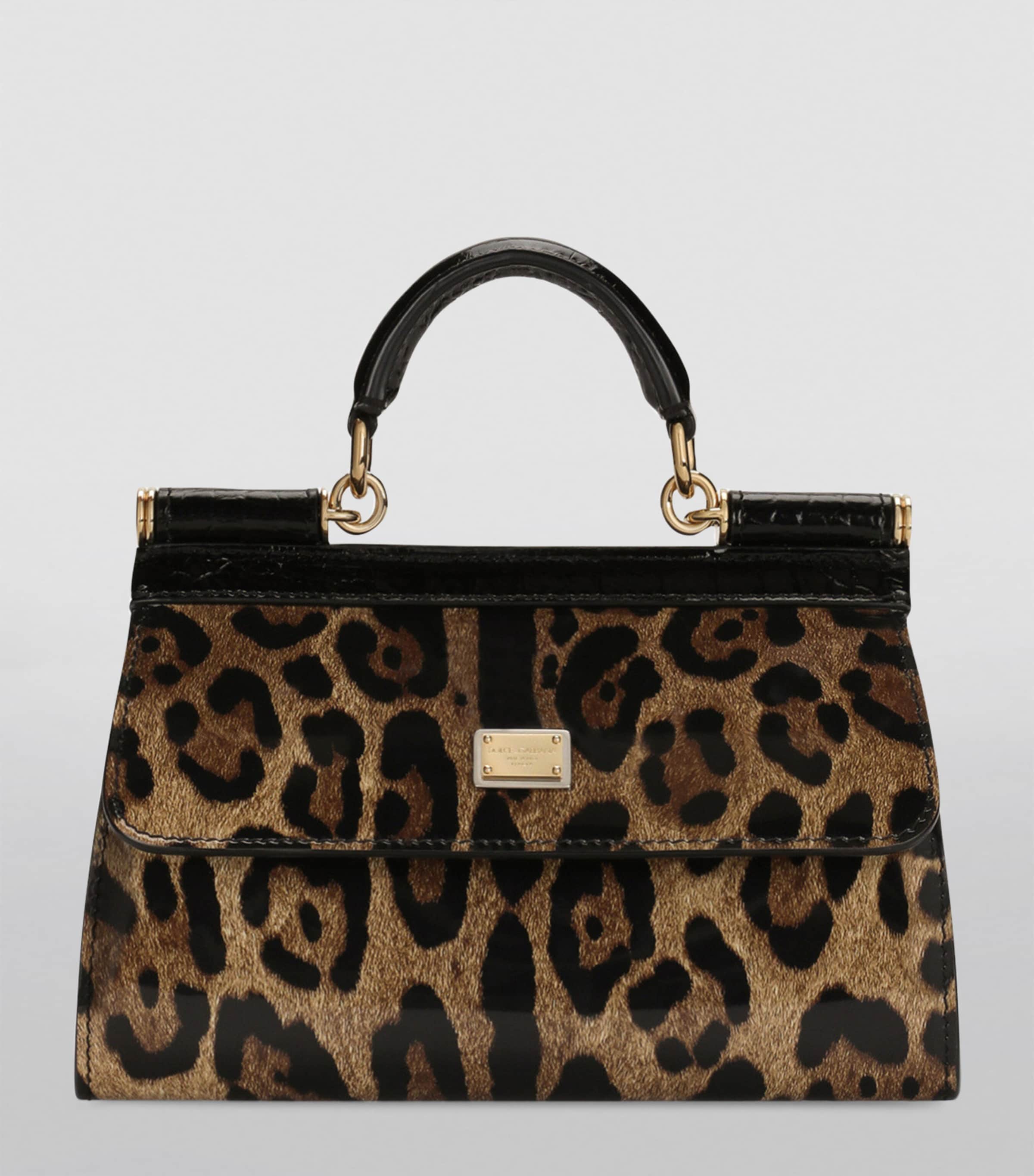 Dolce & Gabbana Croc-Embossed Calfskin Top-Handle Bag