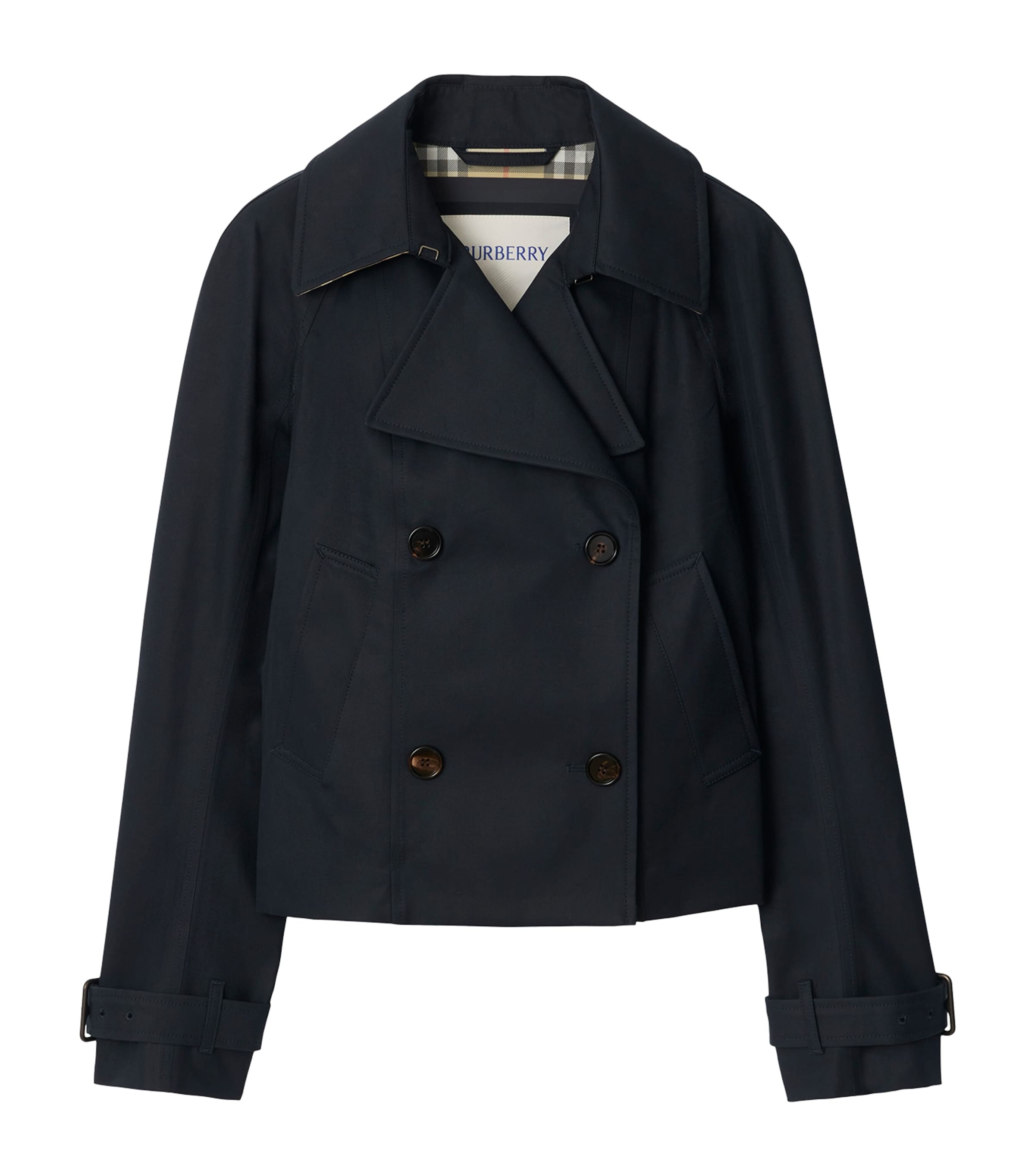 Burberry Cotton Cropped Trench Coat In Multi