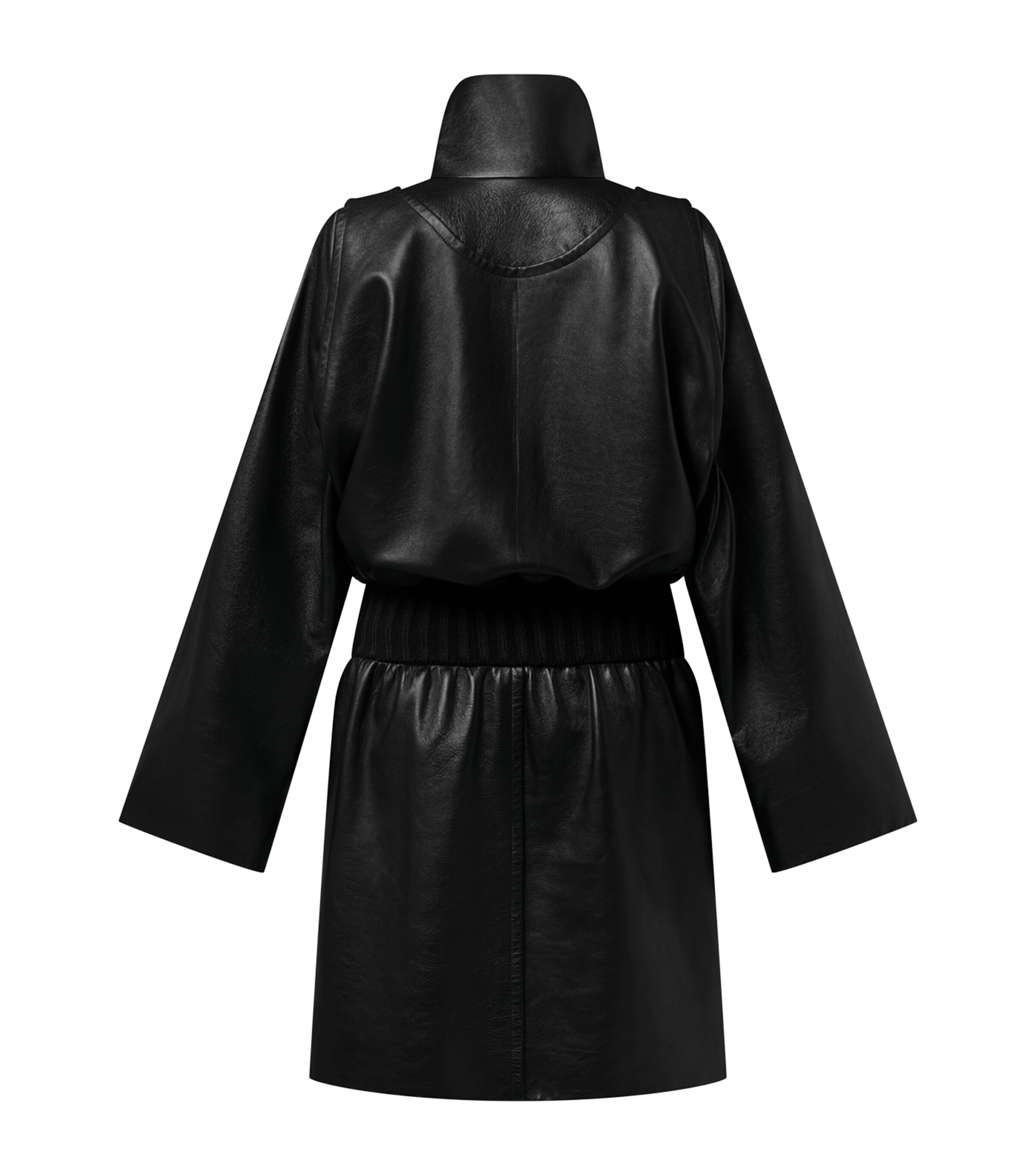 Lambskin Quarter-Zip Mini Dress BLACK Image 3