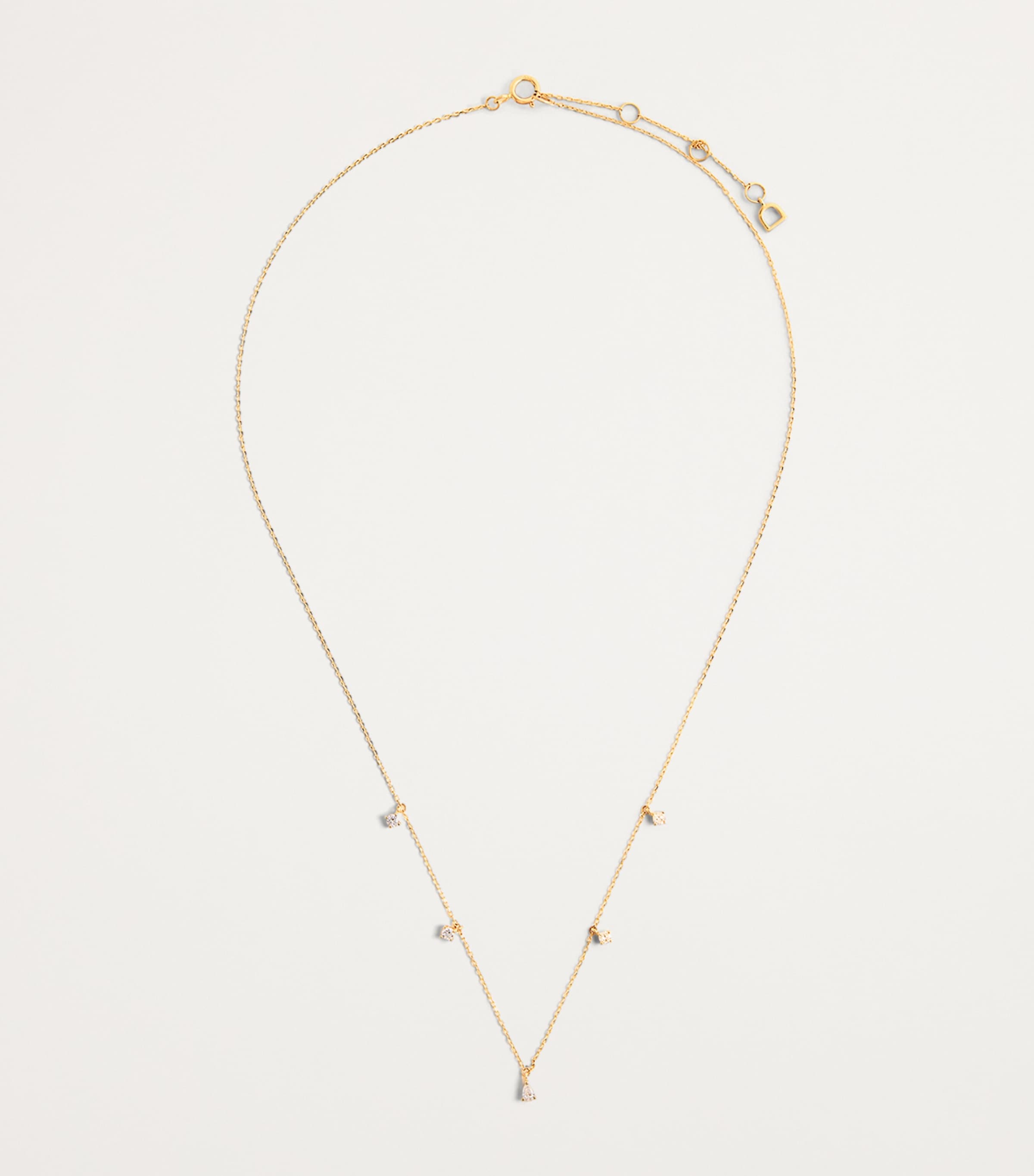Astrid & Miyu Yellow Gold and Diamond Pear Charm Necklace Gold Image 3