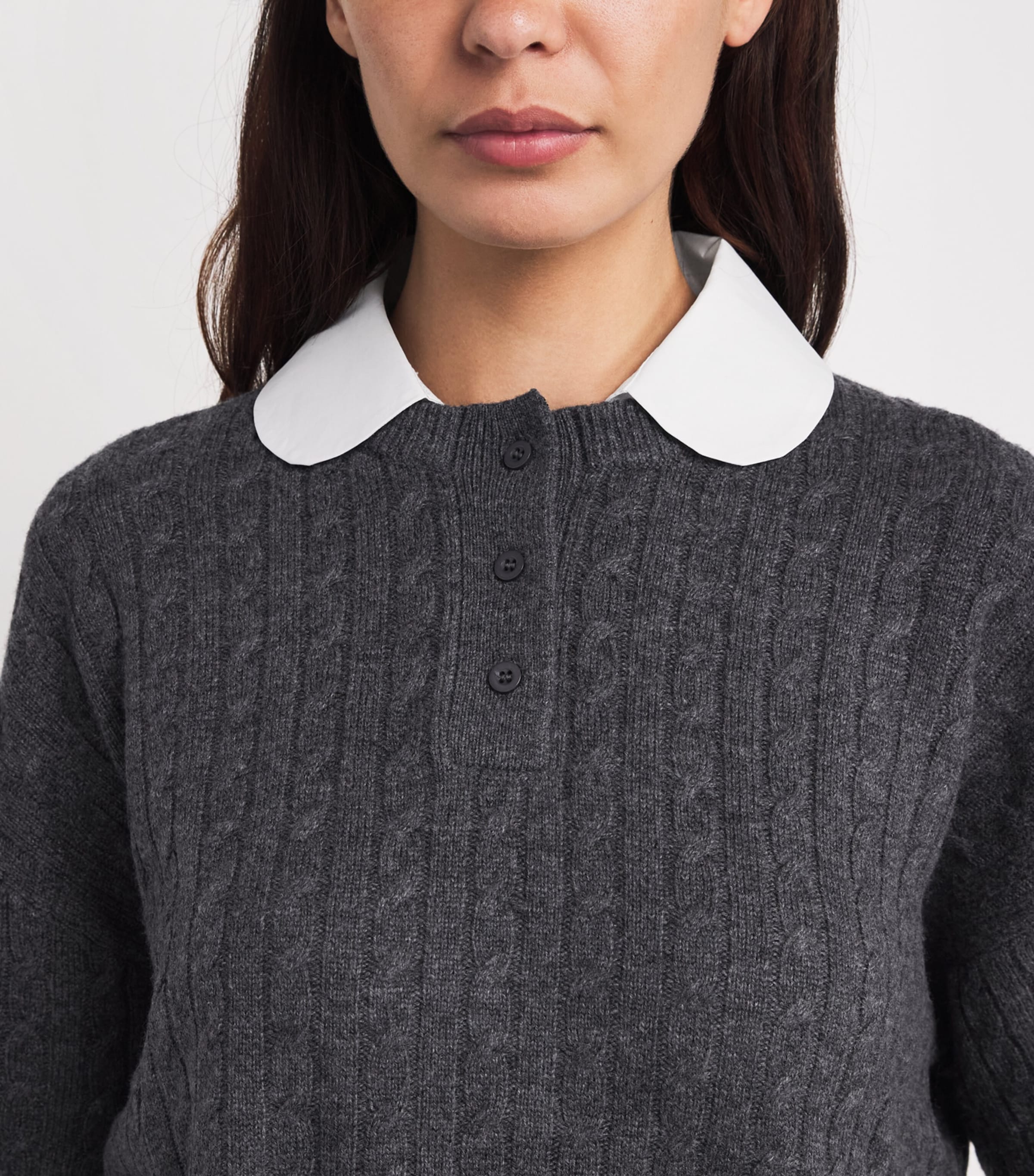 Wool-Cashmere Peter Pan Collar Sweater MOTTLED GREY Image 6