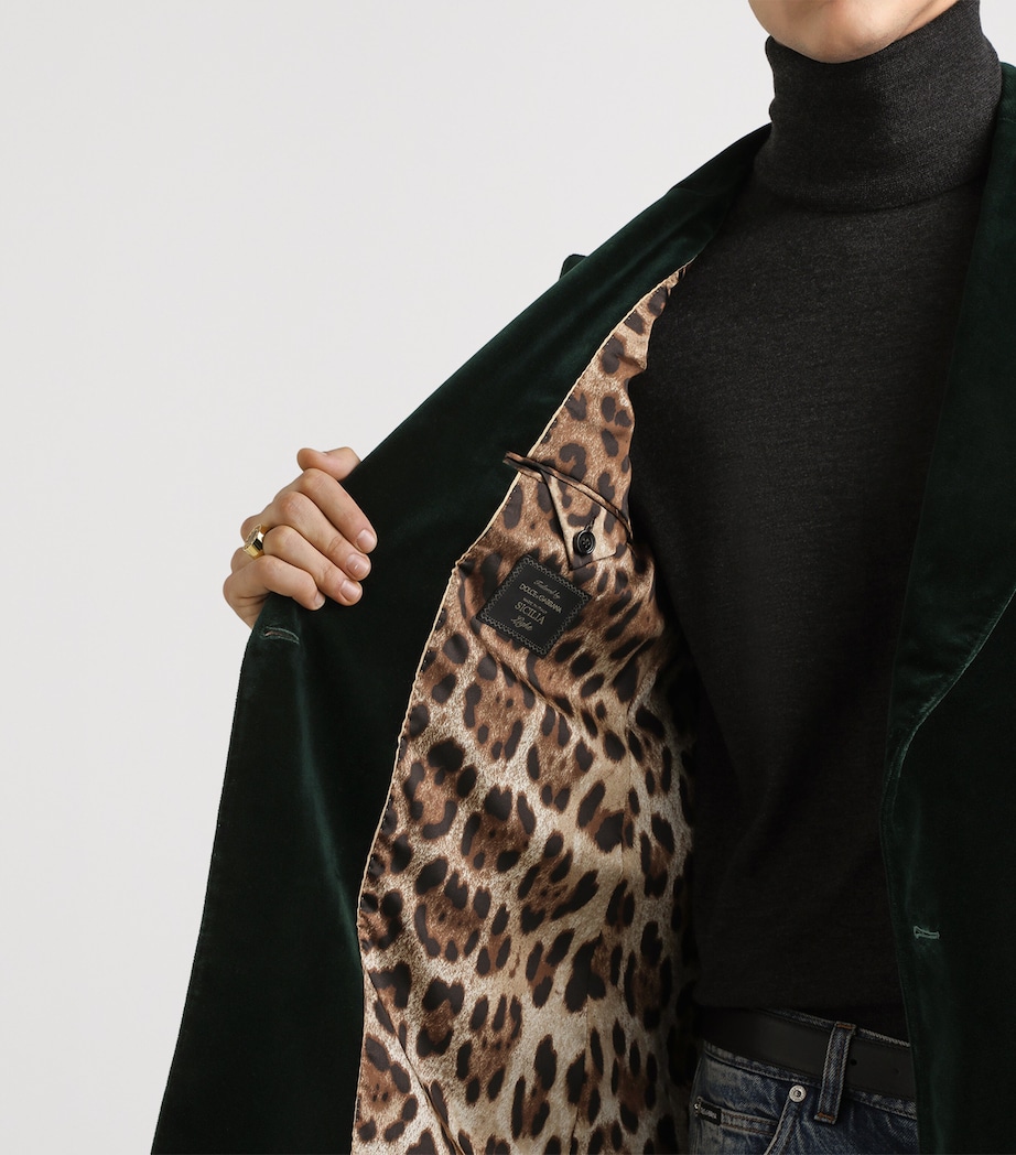 Velvet Double-Breasted Blazer V0707-DARK GREEN Image 5