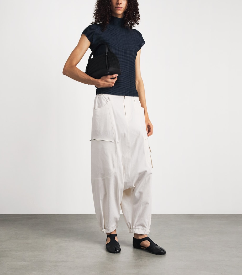 Issey Miyake Womens Grainy Pants Cargo Trousers Off White Image 2