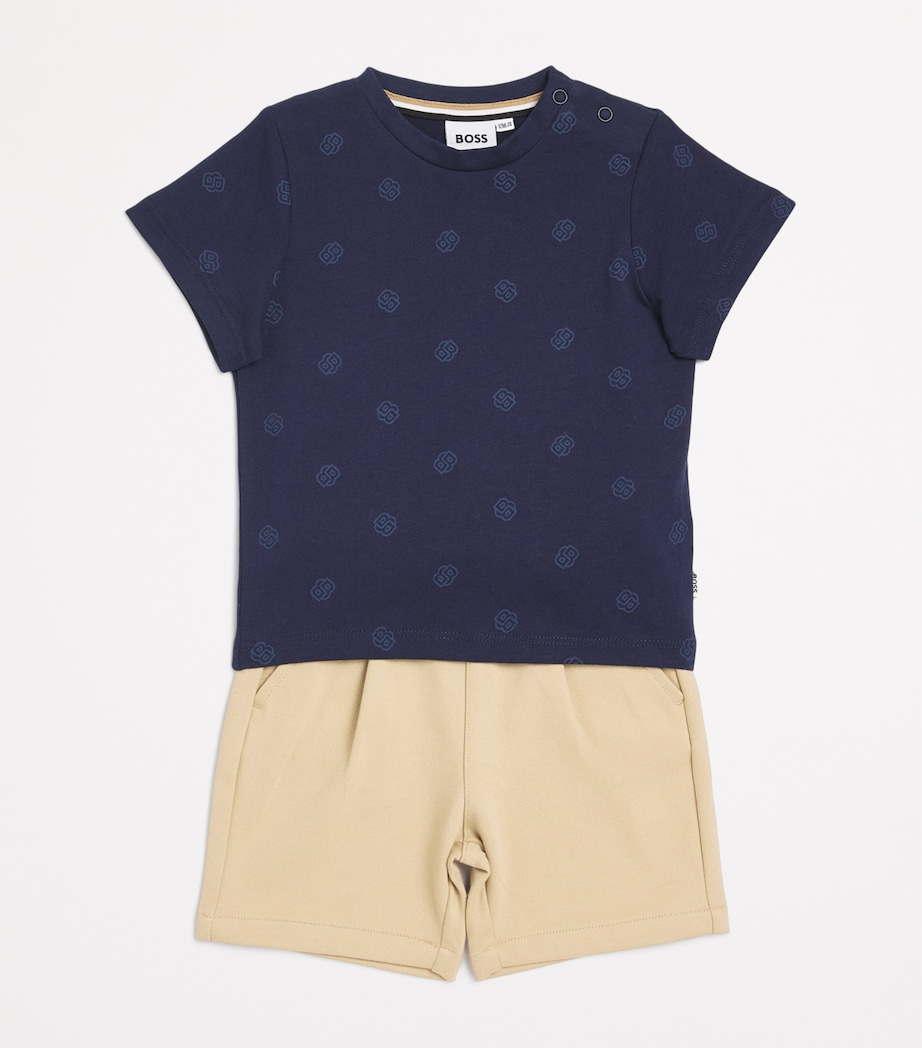 BOSS Kidswear Cotton Logo Print T-Shirt (3-18 Months) Navy Image 3