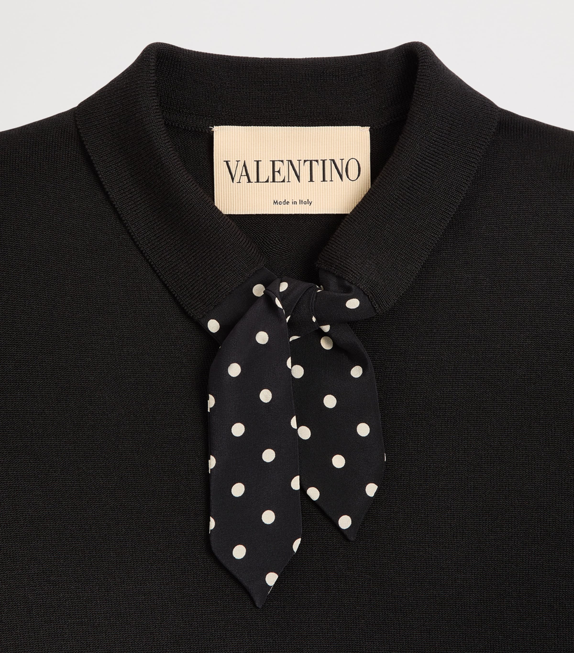 Valentino Womens Virgin Wool-Blend Necktie Slim Polo Sweater Image 7