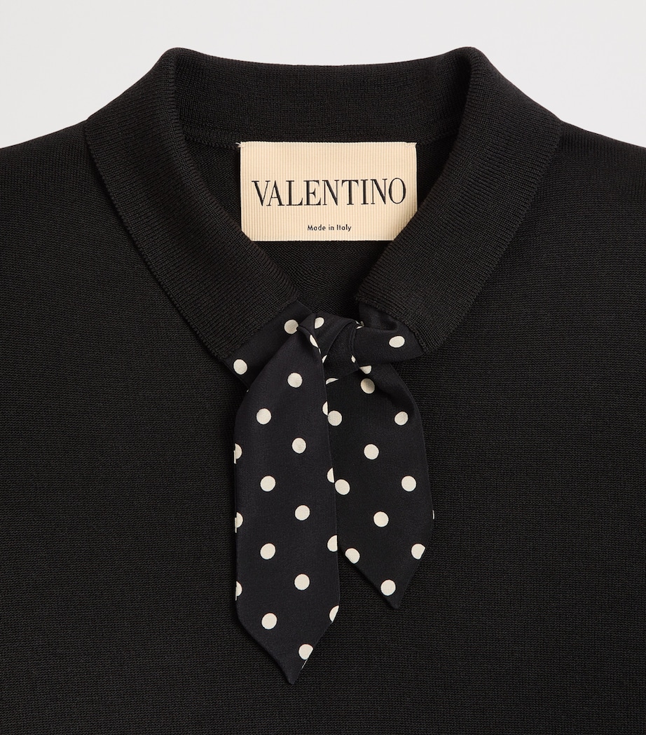 Valentino Womens Virgin Wool-Blend Necktie Slim Polo Sweater Image 7