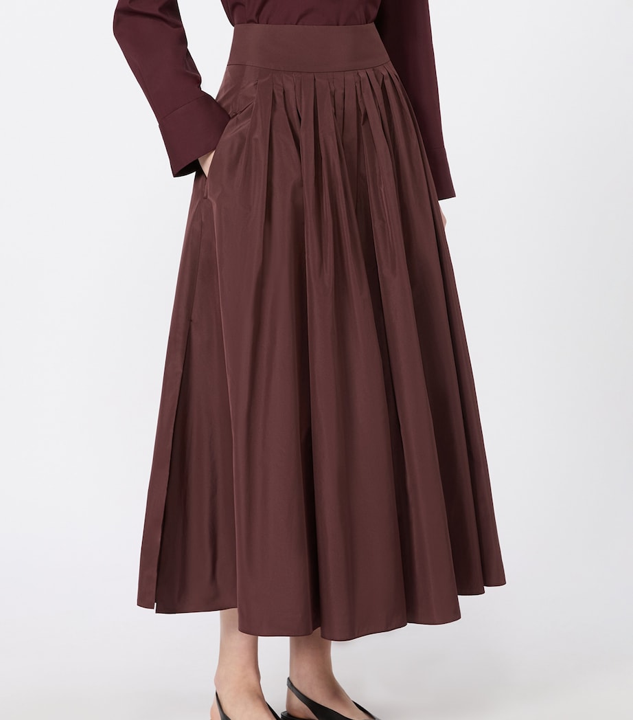 Max Mara Womens Pleated Maxi Skirt Bordeaux Image 3