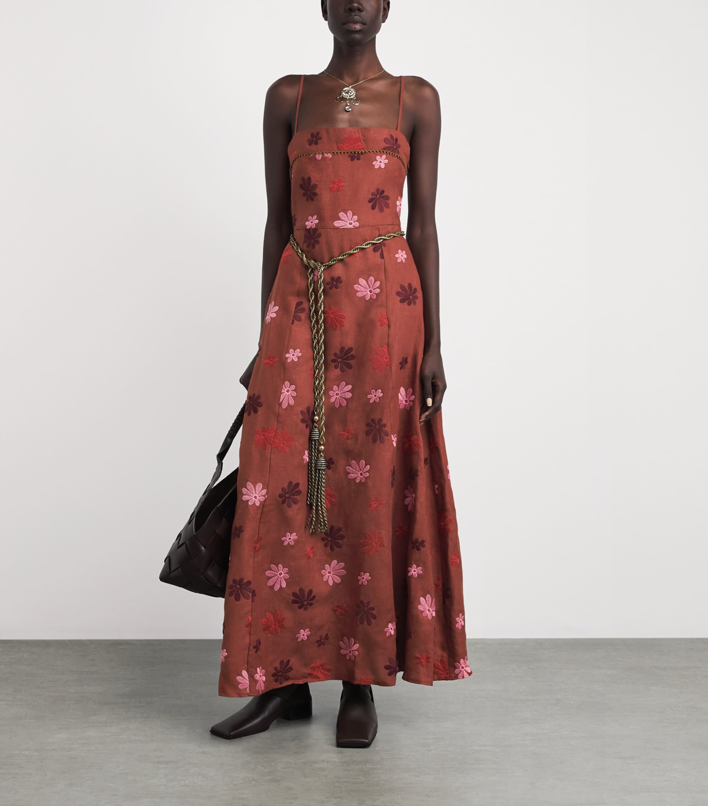 LUG VON SIGA Womens Linen Sara Midi Dress Terracotta Image 2