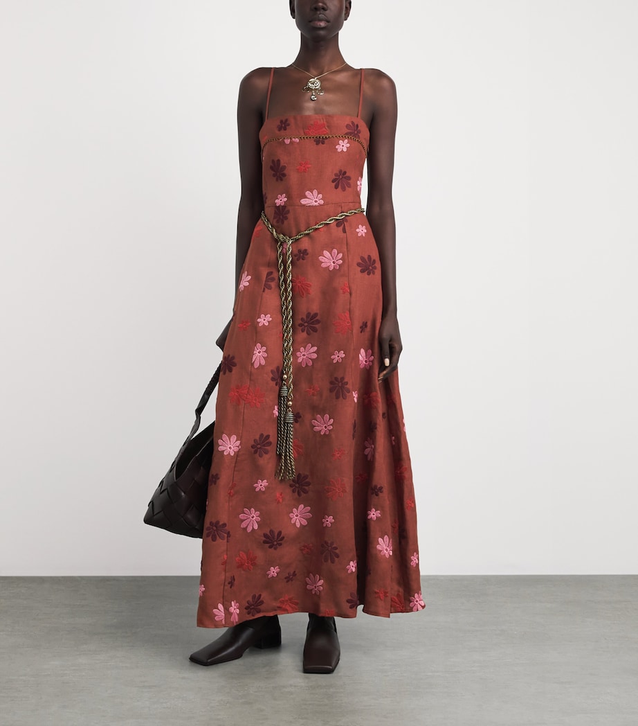 LUG VON SIGA Womens Linen Sara Midi Dress Terracotta Image 2