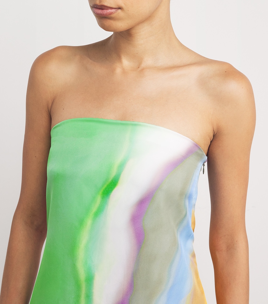 Silk Bandeau Aura Maxi Dress TANGELO AURA PRINT Image 6