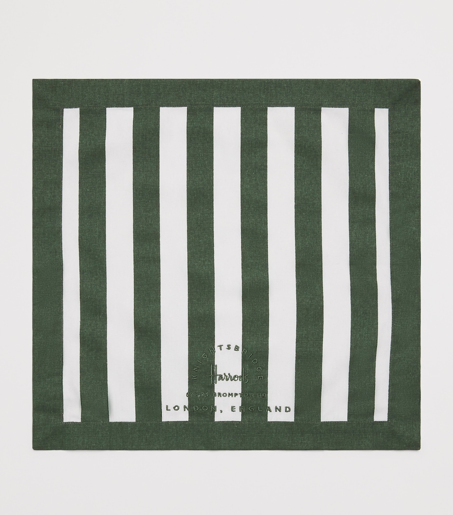 Set of 4 Cotton Stripe Napkins GREEN Image 2