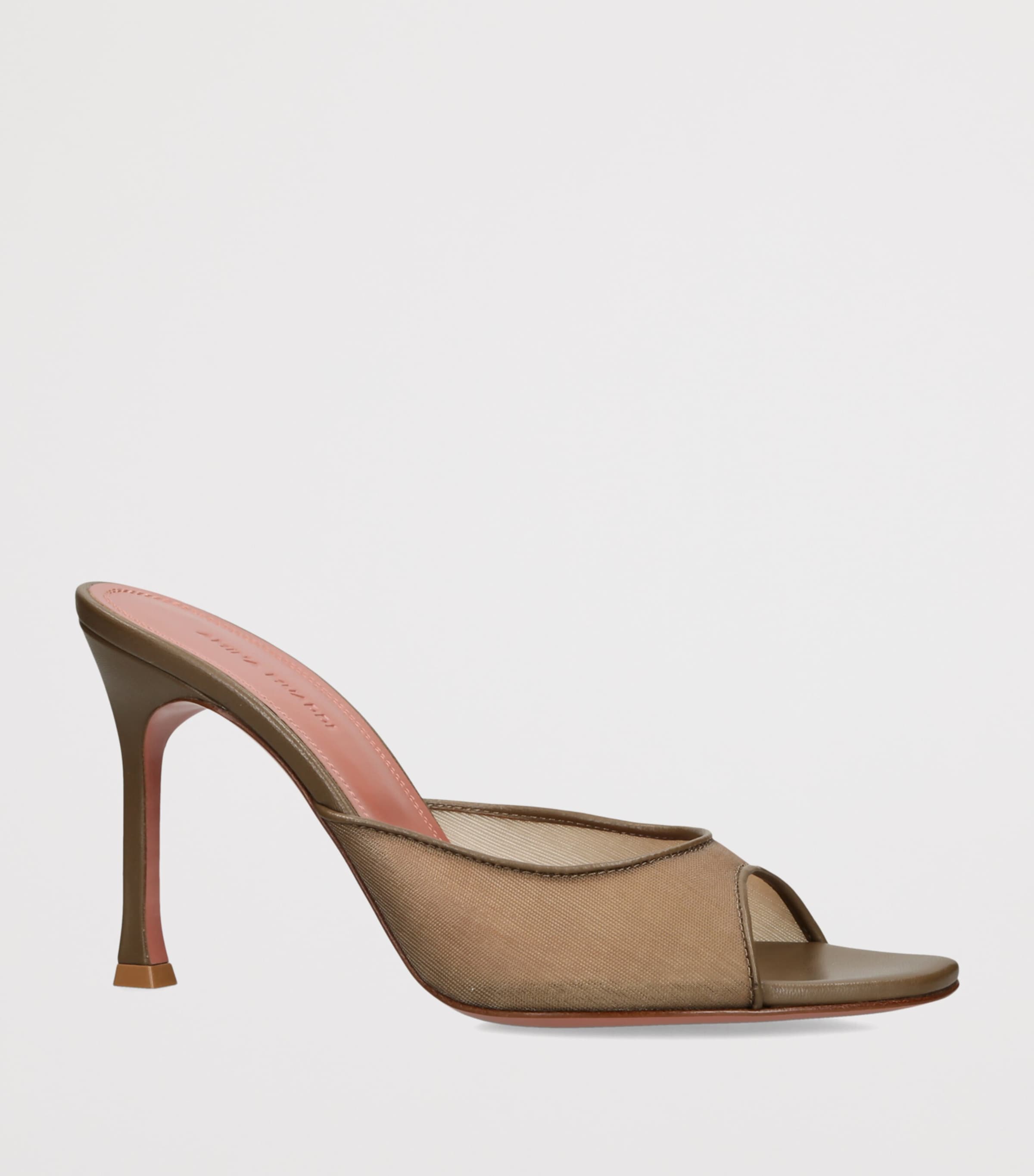 Amina Muaddi Mesh Alexa Heeled Mules 95 Taupe Image 3